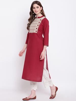 Contrast straight kurta - 16281055 - Standard Image - 2