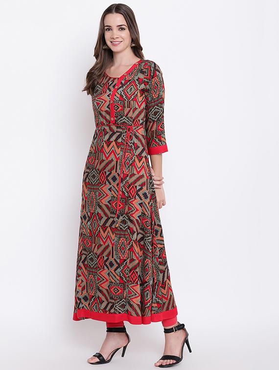 Geometrical flared kurta - 16281095 - Zoom Image - 2