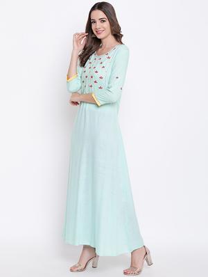 embroidered a-line kurta - 16281108 - Standard Image - 2