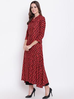 Chevron a-line kurta - 16281135 - Standard Image - 2