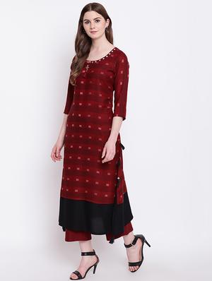 Layered Printed kurta - 16281146 - Standard Image - 2