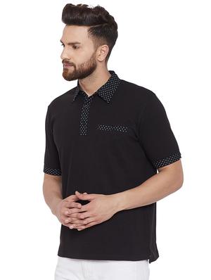 black solid polo t-shirt - 16281631 - Standard Image - 2