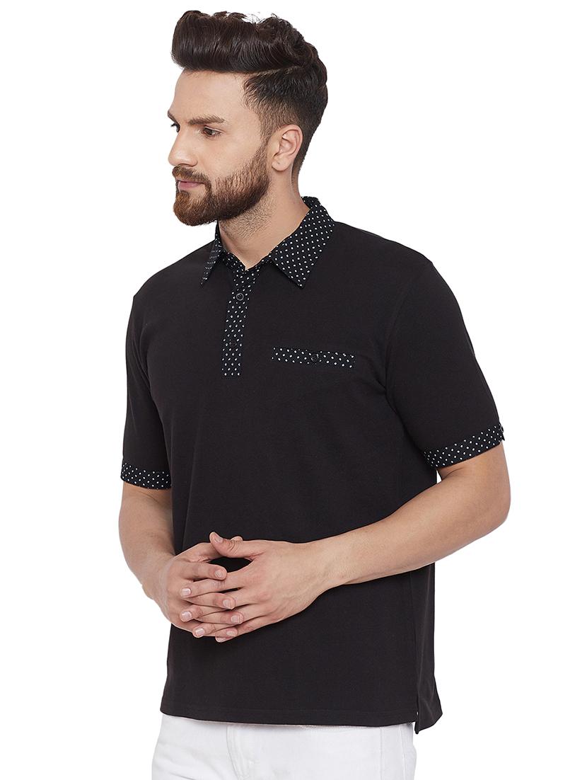 black solid polo t-shirt - 16281631 - Zoom Image - 2