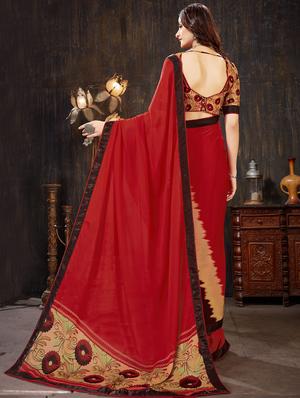 color block half & half saree with blouse - 16281784 - Standard Image - 2