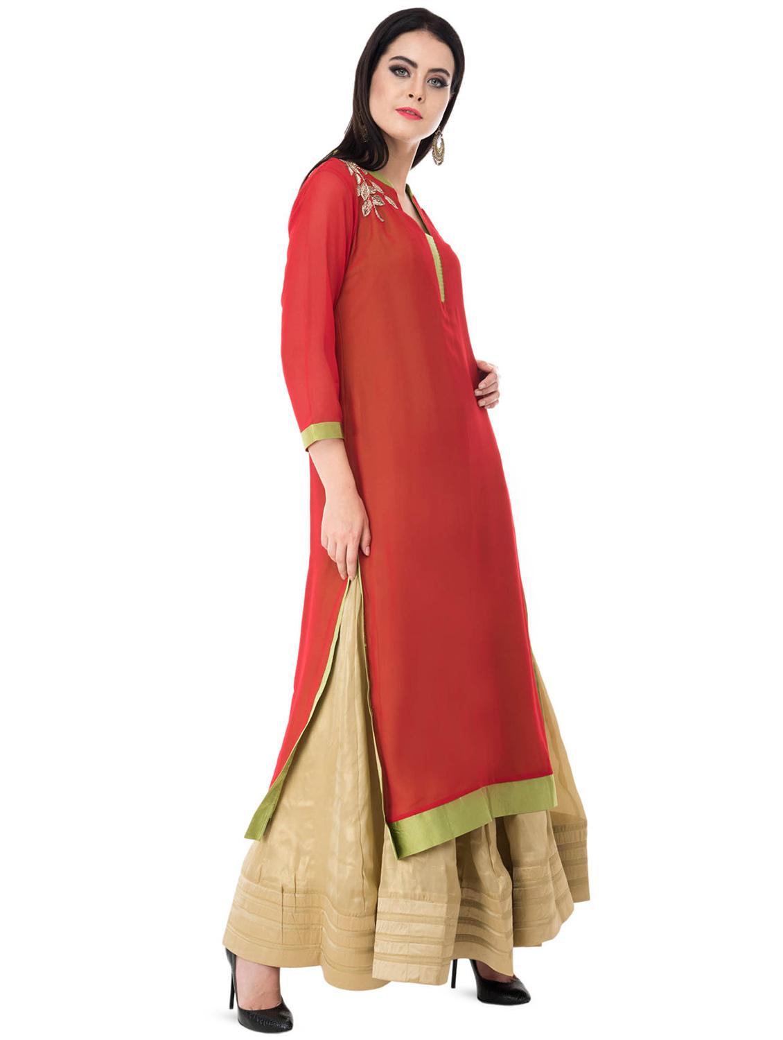 embellished straight kurta - 16281830 - Zoom Image - 2