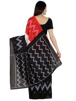 chevron ikat printed saree with blouse - 16282230 - Standard Image - 2