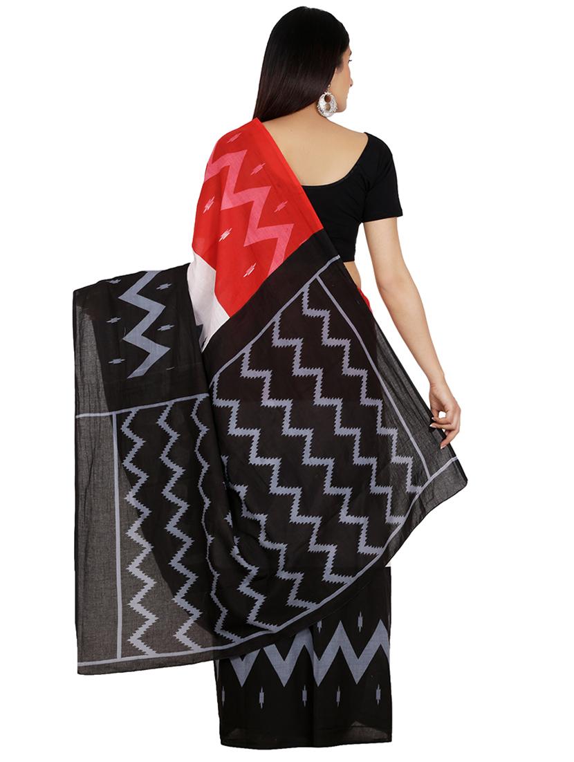 chevron ikat printed saree with blouse - 16282230 - Zoom Image - 2
