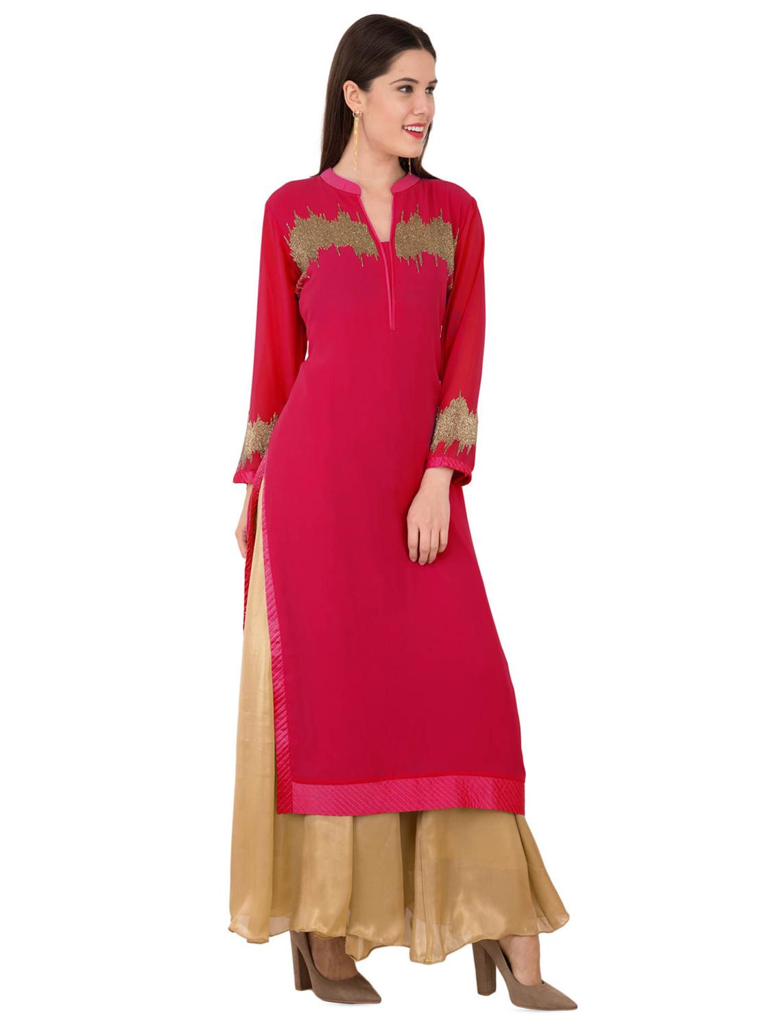 foil printed straight kurta - 16282418 - Zoom Image - 2