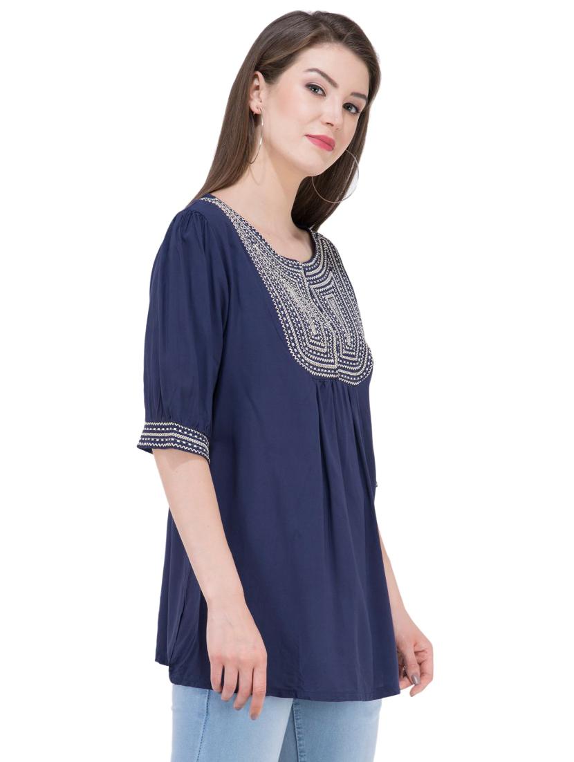 gather detail embroidered top - 16282550 - Zoom Image - 2