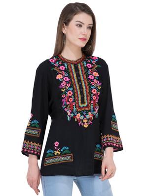 embroidered a-line kurti - 16282551 - Standard Image - 2