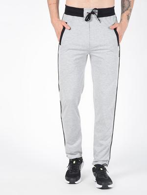 grey solid full length track pant - 16282597 - Standard Image - 2
