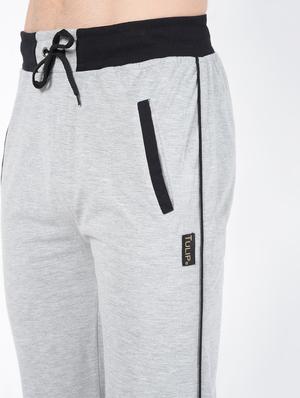 grey solid full length track pant - 16282597 - Standard Image - 5