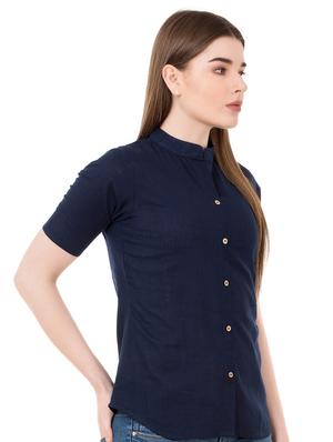 mandarin collar short sleeved shirt - 16282653 - Standard Image - 2