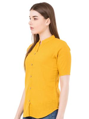 mandarin collar short sleeved shirt - 16282655 - Standard Image - 2