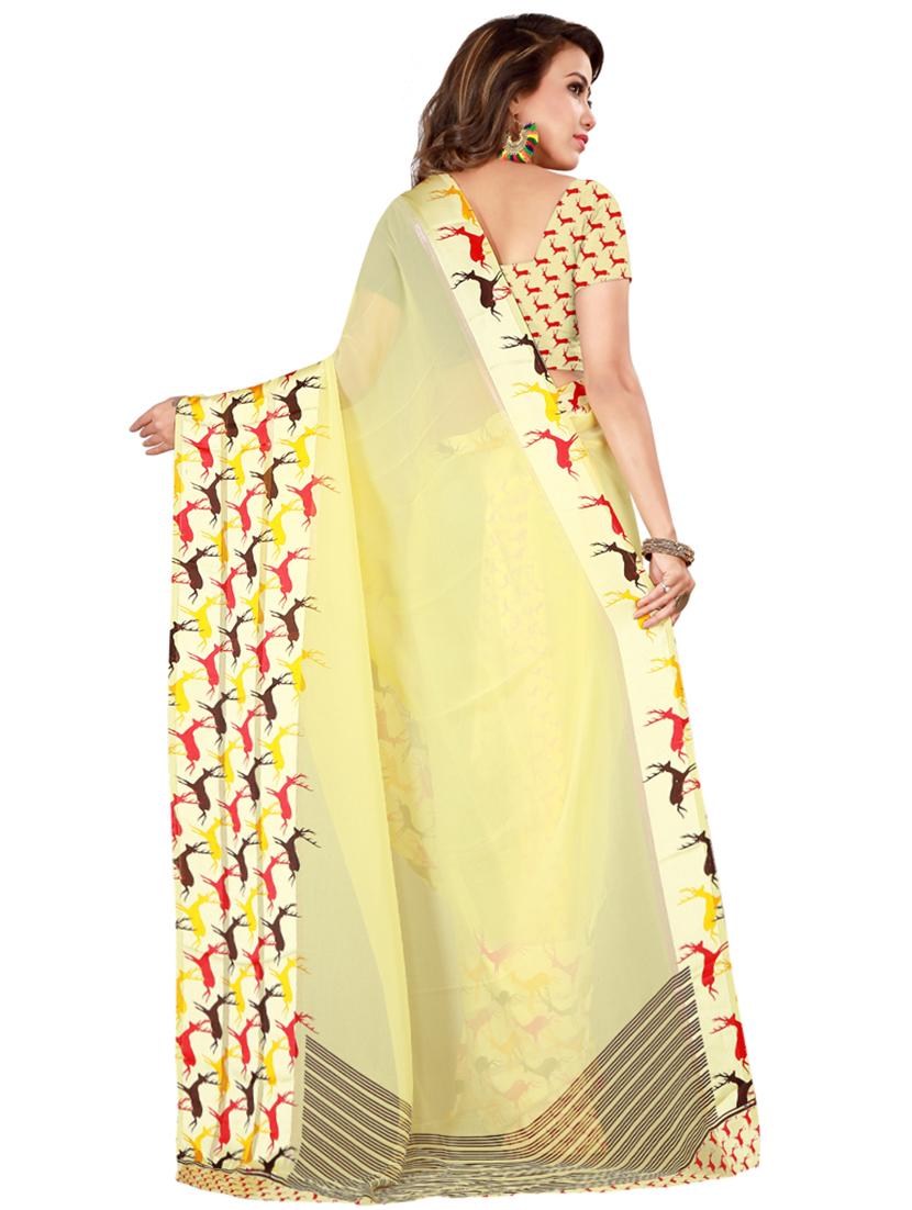 Conversational printed saree with blouse - 16282699 - Zoom Image - 2
