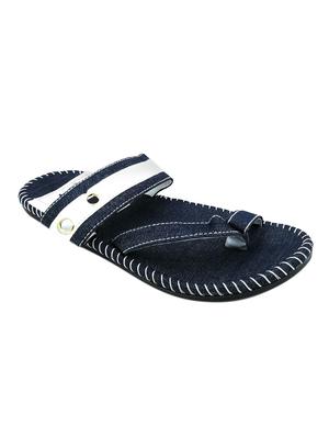 navy blue denim slip on slippers - 16282829 - Standard Image - 2