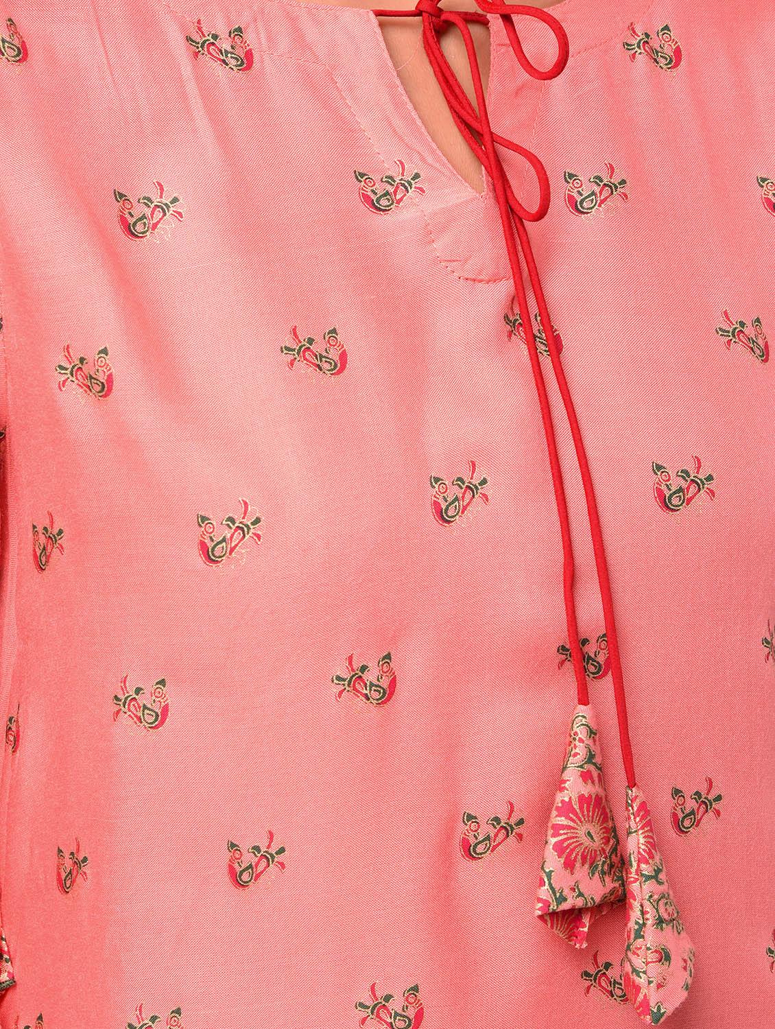 block printed asymmetric kurta - 16284795 - Zoom Image - 5