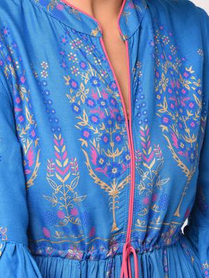 foil printed a-line kurta - 16284796 - Standard Image - 5