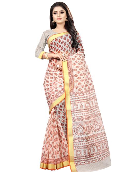 ethnic motifs printed gadwal saree with blouse - 16284925 - Standard Image - 1