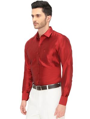 red pure silk casual shirt - 16285107 - Standard Image - 2