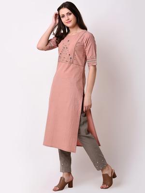 embroidered straight kurta - 16285549 - Standard Image - 2