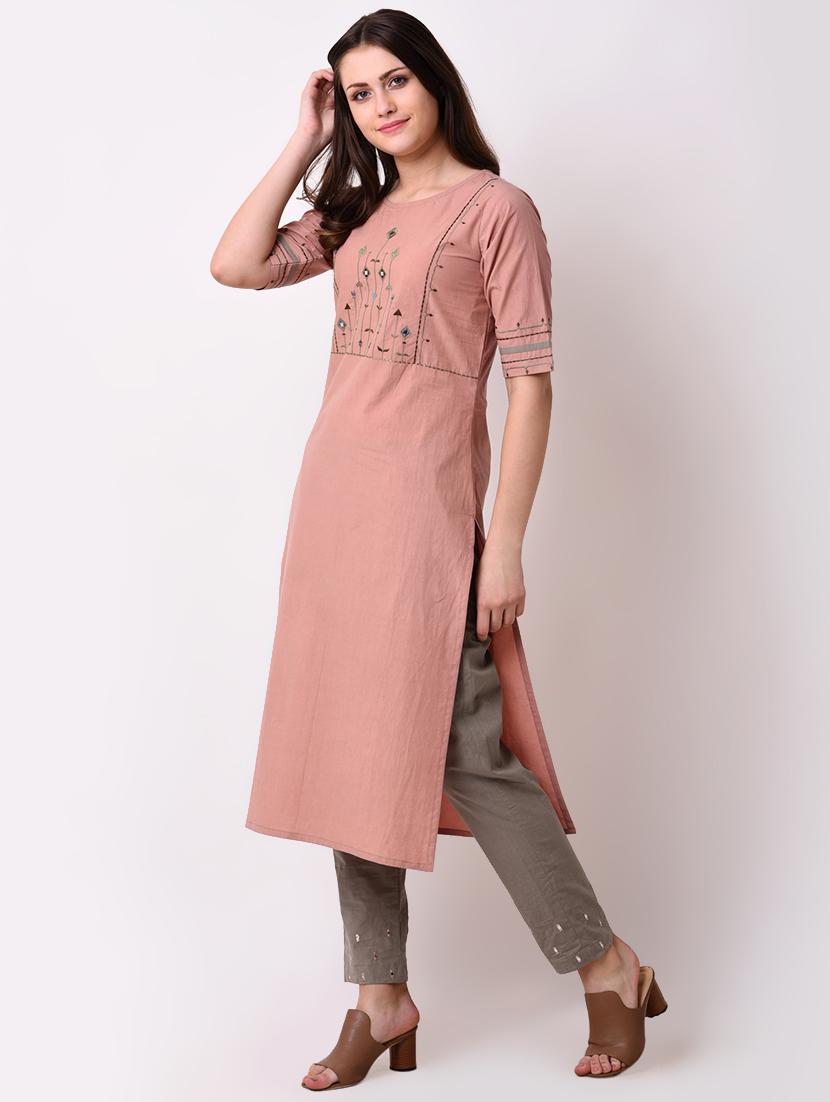 embroidered straight kurta - 16285549 - Zoom Image - 2