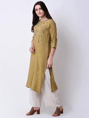 embroidered straight kurta - 16285557 - Standard Image - 2