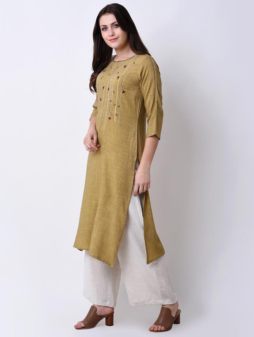 embroidered straight kurta - 16285557 - Zoom Image - 2