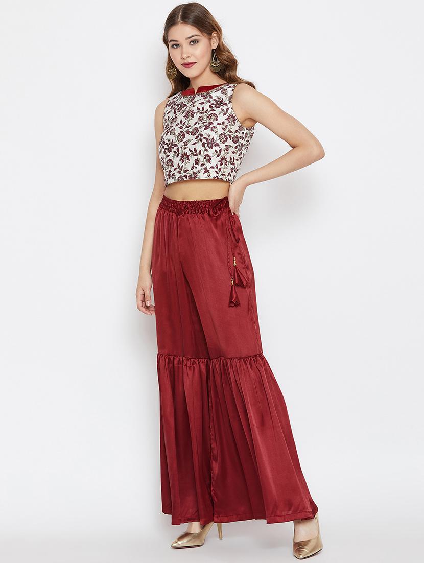 block printed top with sharara set - 16286146 - Zoom Image - 2