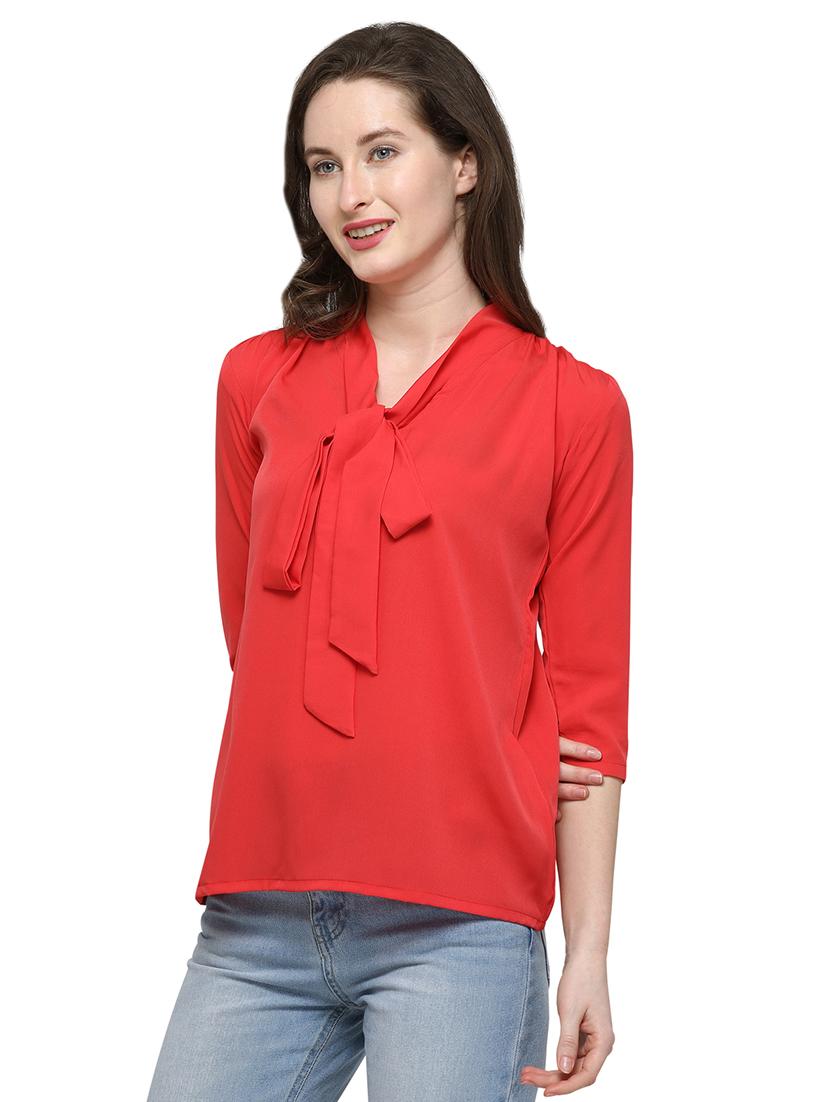 tie knot neck gathered top - 16286151 - Zoom Image - 2