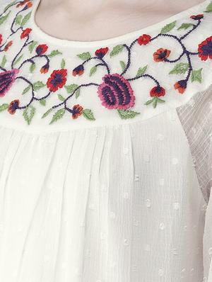 gathered detail embroidered top - 16286180 - Standard Image - 5