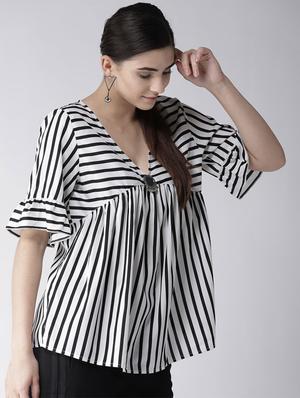 gathered detail striped top - 16286190 - Standard Image - 2