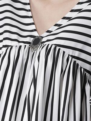 gathered detail striped top - 16286190 - Standard Image - 5