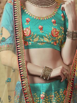 floral embroidered flared lehenga - 16287437 - Standard Image - 2