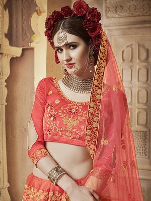 floral embroidered flared lehenga - 16287438 - Standard Image - 2