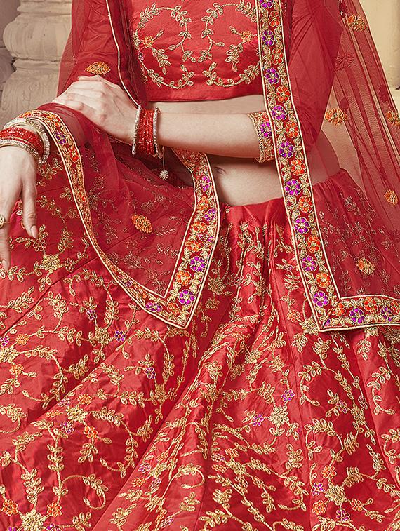 floral embroidered flared lehenga - 16287441 - Zoom Image - 2