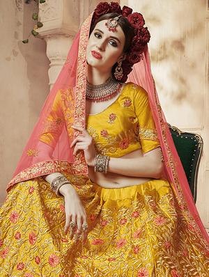 floral embroidered flared lehenga - 16287442 - Standard Image - 2