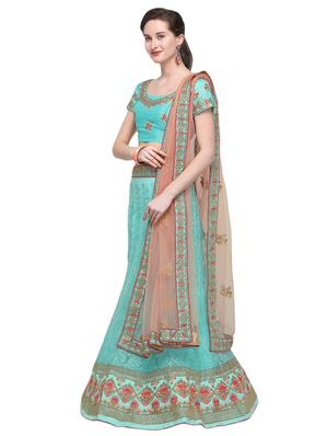 floral embroidered flared lehenga - 16287449 - Standard Image - 2