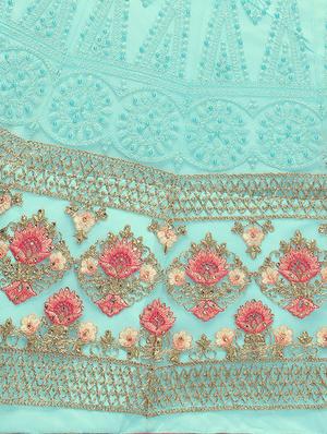 floral embroidered flared lehenga - 16287449 - Standard Image - 5