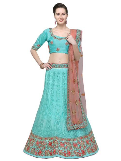 floral embroidered flared lehenga - 16287454 - Standard Image - 1