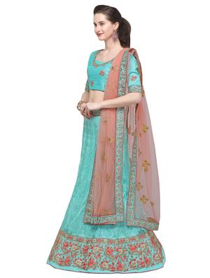 floral embroidered flared lehenga - 16287454 - Standard Image - 2