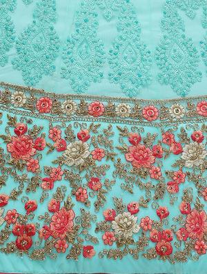 floral embroidered flared lehenga - 16287454 - Standard Image - 5