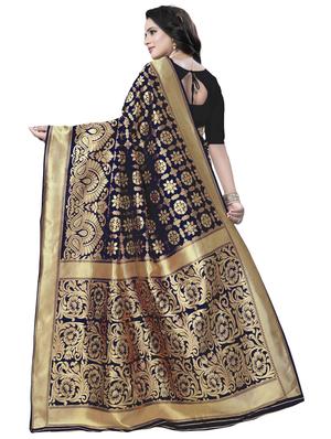floral zari motif banarasi saree with blouse - 16287503 - Standard Image - 2