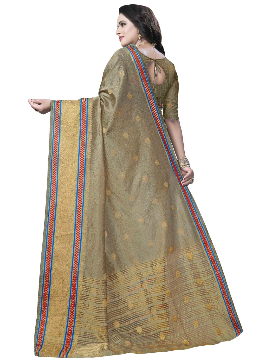 zari motif banarasi saree with blouse - 16287522 - Zoom Image - 2