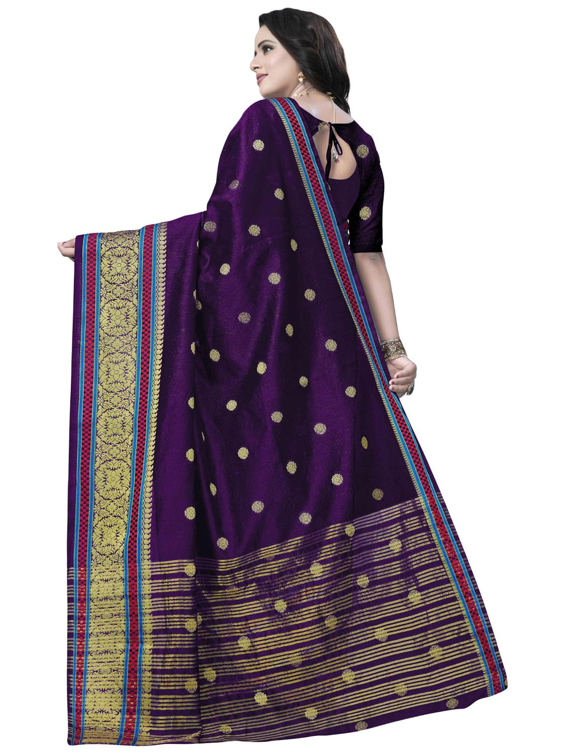 floral zari motif banarasi saree with blouse - 16287523 - Zoom Image - 2