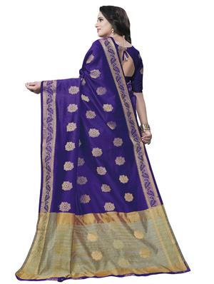 floral zari motif banarasi saree with blouse - 16287525 - Standard Image - 2