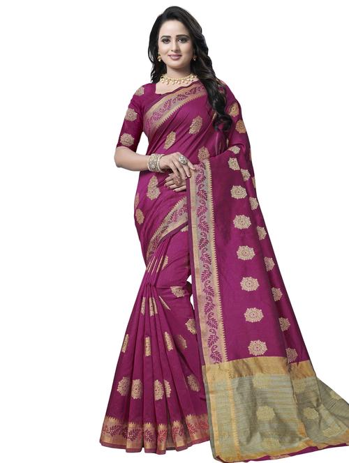 floral zari motif banarasi saree with blouse - 16287527 - Standard Image - 1