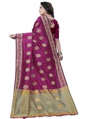 floral zari motif banarasi saree with blouse - 16287527 - Standard Image - 2
