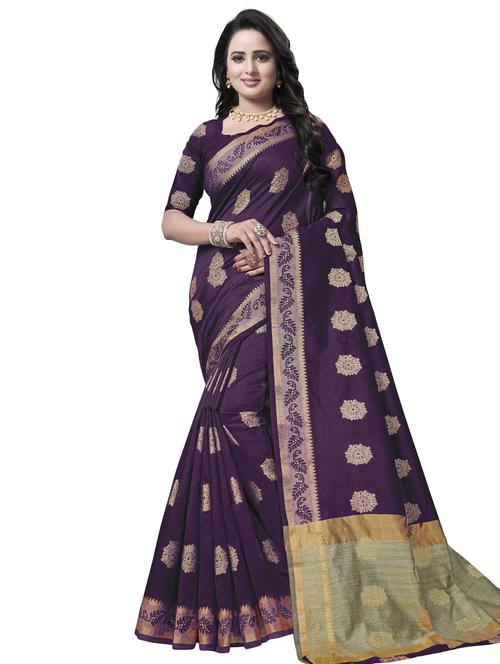 floral zari motif banarasi saree with blouse - 16287529 - Standard Image - 1