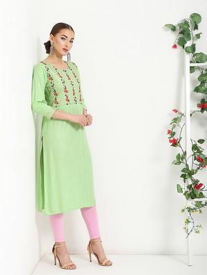 floral embroidered straight kurta - 16287693 - Standard Image - 2